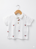 Baby Boy White Pique Polo with Tractor Embroidery - Size 68 (3-6M) AB1
