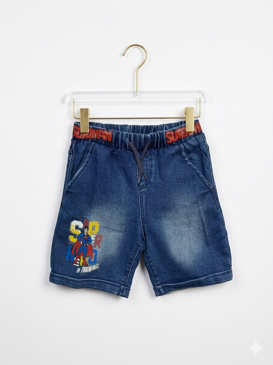 DC Comics Superman Boys' Blue Denim Shorts - Size 5-6 Years AB1