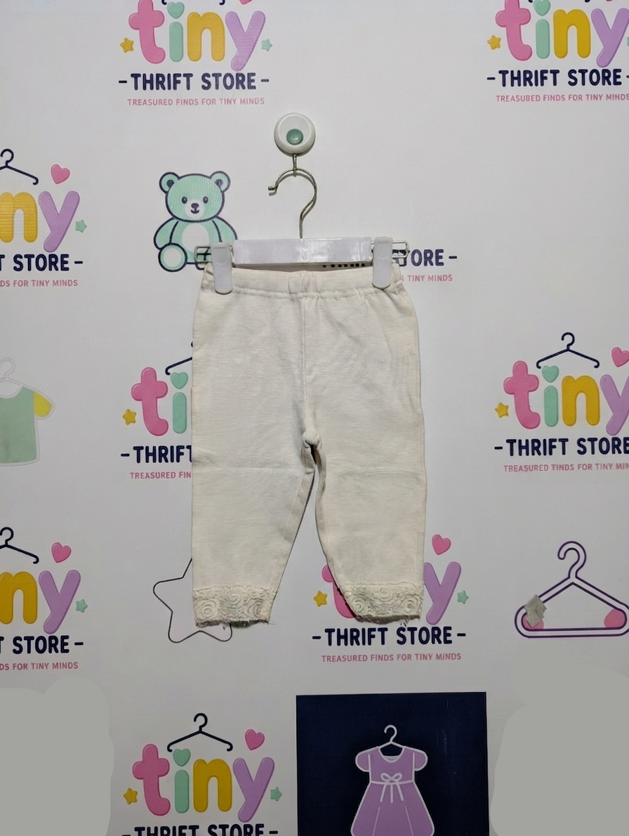 Branshes Girls Off-White Lace-Trim Leggings - Size Estimated Age 2 to 3 Years AB2