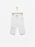 Topolino Girls White Embroidered Casual Pants - Size 128cm Estimated Age 7-8 Years AB2