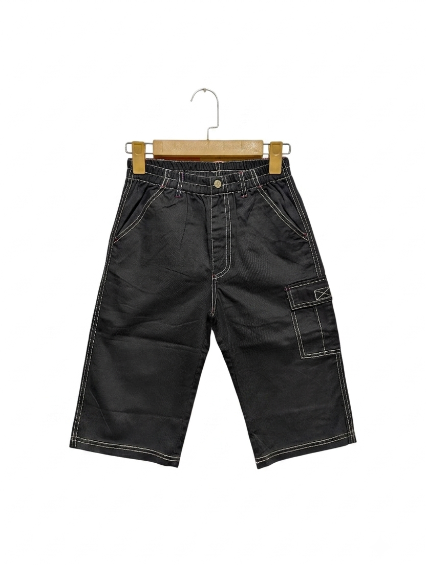 Boys Black Contrast Stitch Cargo Shorts - Size 150 (Estimated Age 11-12 Years) AB2