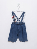 OM Love Girls Blue Denim Embroidered Overalls - Size Estimated Age 18 to 24 Months AB2