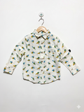 Cat & Jack Boys Dinosaur Pizza & Ice Cream Graphic Button-Down Shirt - Size XS (4/5) AB1