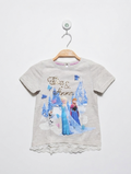 Disney Girls "Frozen" Elsa & Anna Graphic Tee - Size Estimated Age 5-6 Years AB2