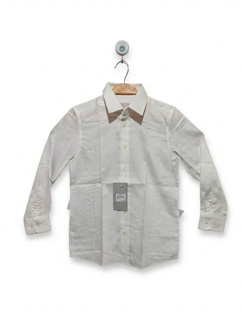 NORDSTROM Boys Classic White Long Sleeve Button-Down Dress Shirt - Size 7, Estimated Age 7 Years AB2