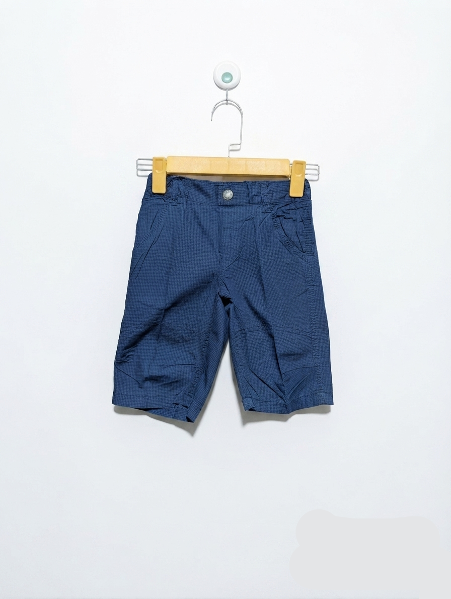 DOPO Boys Navy Blue Micro-Check Pattern Casual Shorts - Size Estimated Age 3-4 Years AB2
