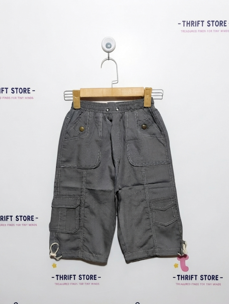 SUCCESS Boys Grey Casual Cargo Shorts - Size 128, Estimated Age 7-8 Years AB2