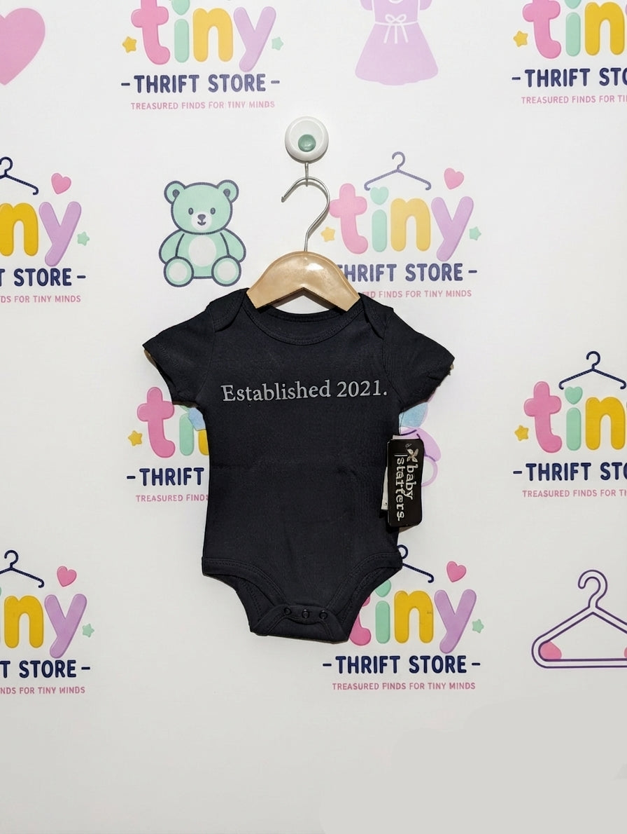 Baby Starters Baby Girls Solid Black Short Sleeve Bodysuit - Size Estimated Age 3M AB2