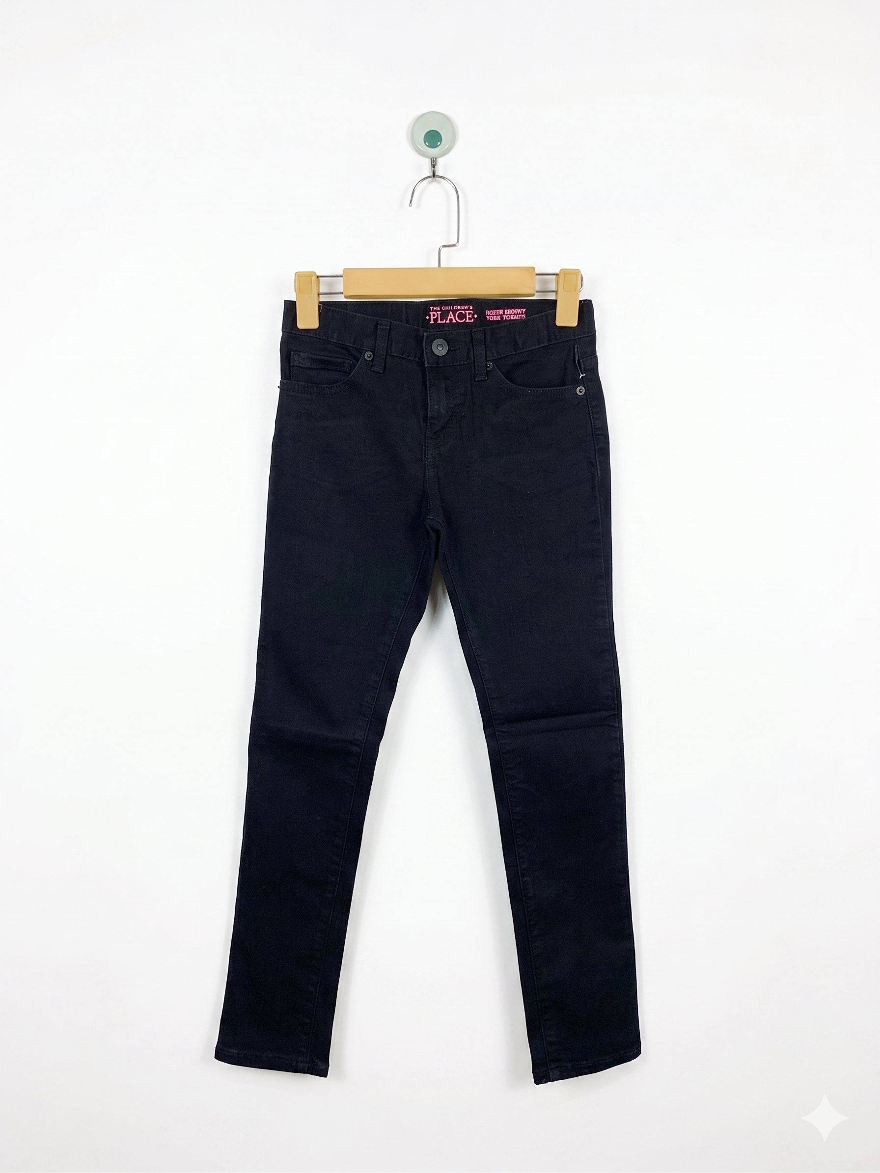The Children's Place Girls "Super Skinny" Solid Black Denim Jeans - Size Estimated Age 10 Years AB1