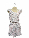 H&M Girls White Whimsical Wildflower & Woodland Print Ruffled Jumpsuit- Size 152 (Estimated Age 11-12 Years) AB1