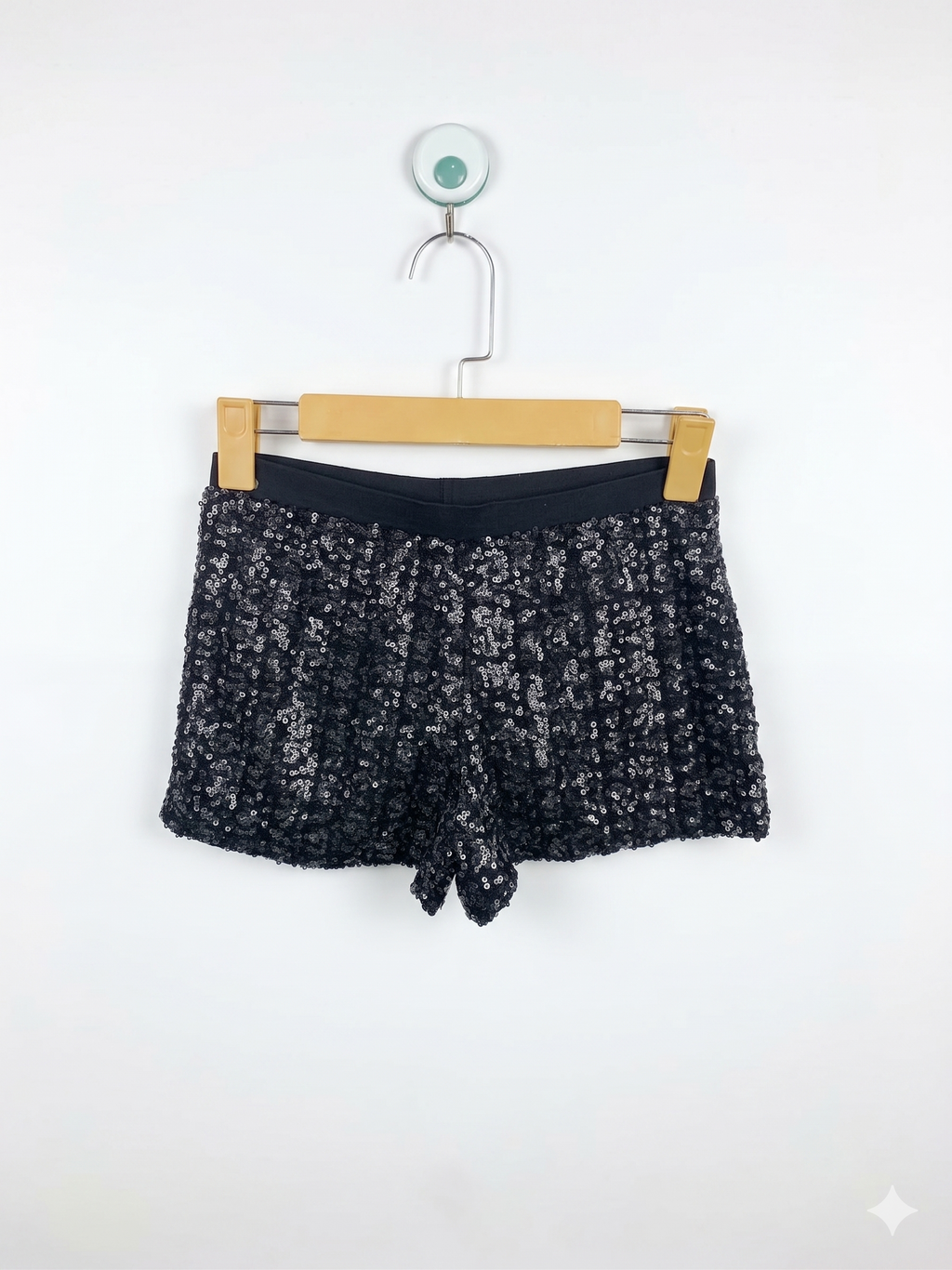 Miss E-Vie Girls Sparkling Black Sequin Party Shorts - Size Estimated Age 9-10 Years AB1