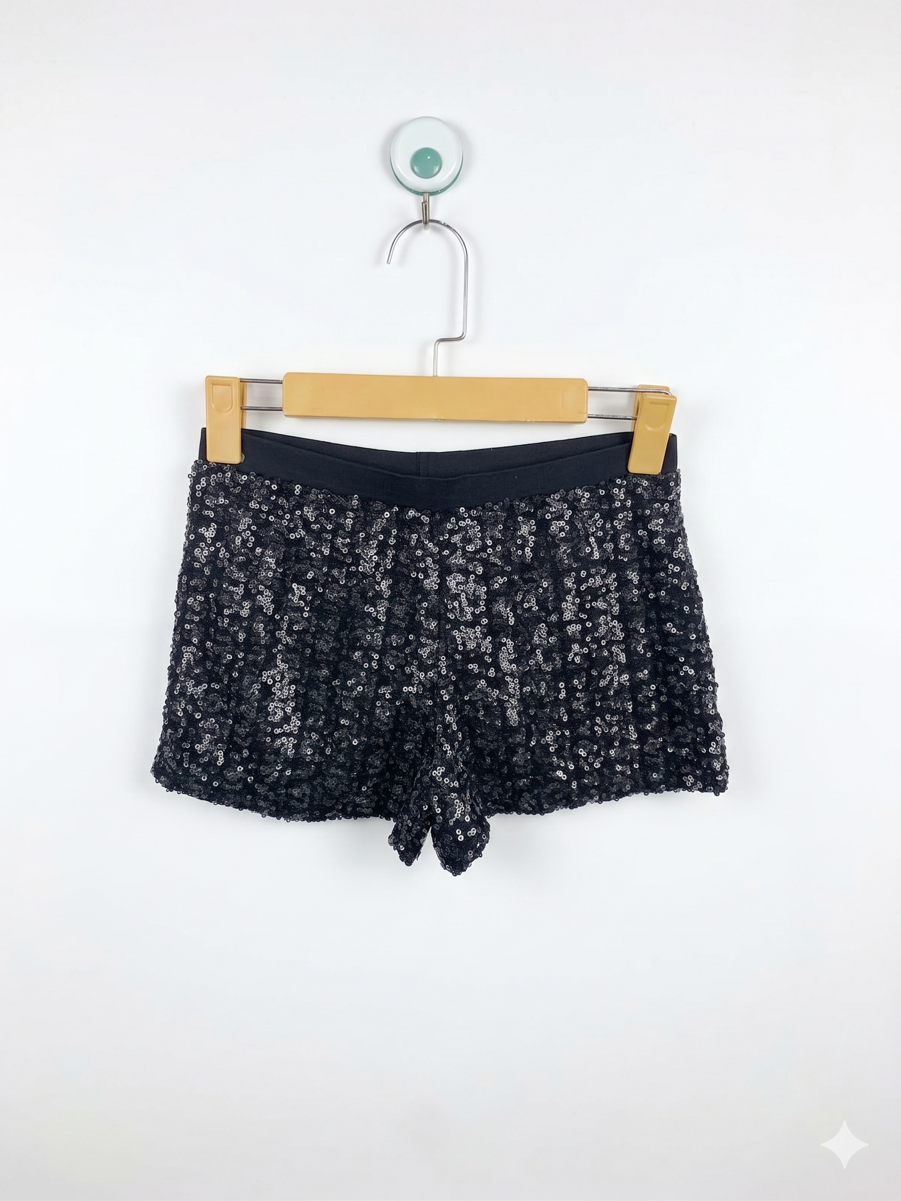 Miss E-Vie Girls Sparkling Black Sequin Party Shorts - Size Estimated Age 9-10 Years AB1
