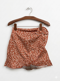 Girls' Rust Floral Faux-Wrap Ruffle Skirt - Size 4-5 Years AB1