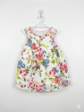 The Children's Place Girls White Pink Floral Sleeveless Cotton Dress - Size Estimated Age 8 Years AB1