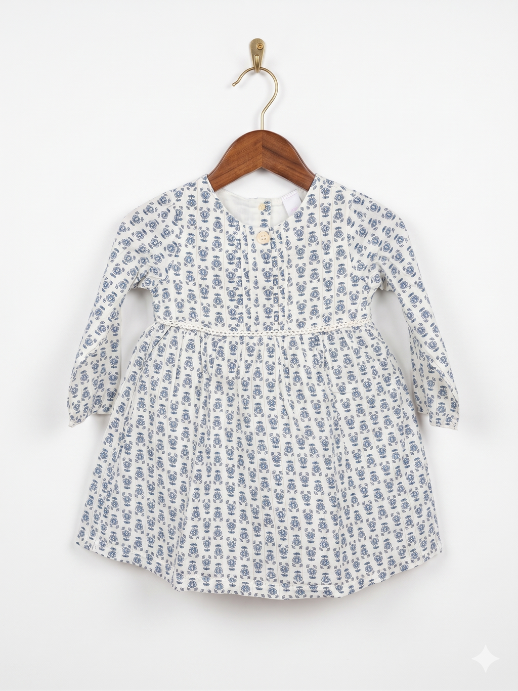 Baby Club Girls Floral Long Sleeve Cotton Dress - Size 92 (Estimated 1.5 - 2 Years) AB1
