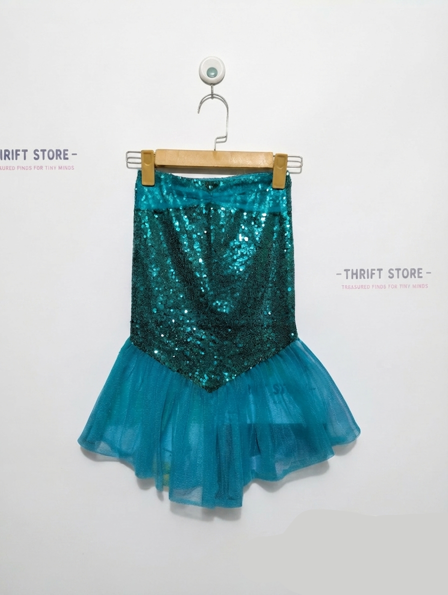 IEFIEL Girls Turquoise "Mermaid Sequin" Dance Skirt - Size 4 Estimated Age 4 Years AB2