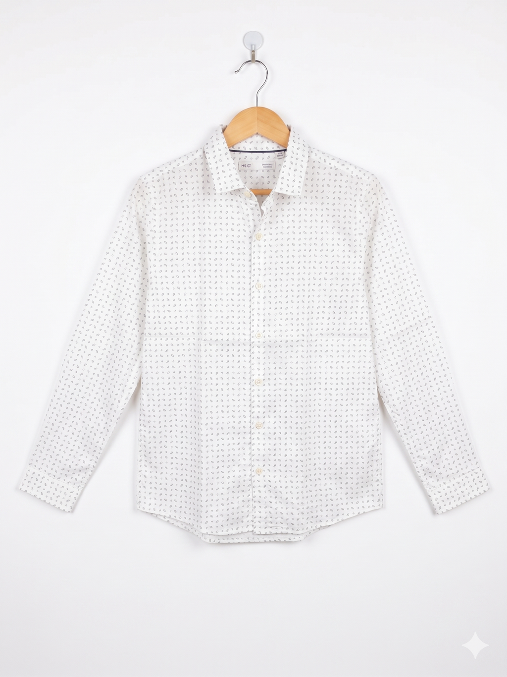 Next Boys "Original Brand" White Paisley Long Sleeve Button-Down Shirt - Size Estimated Age 11Y AB1