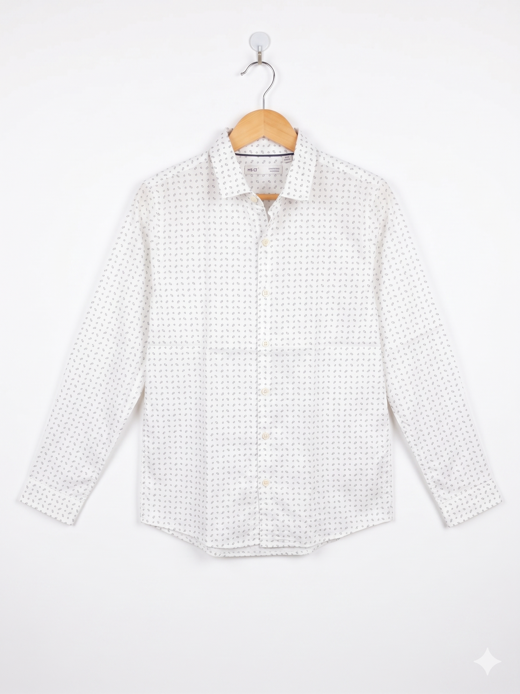 Next Boys "Original Brand" White Paisley Long Sleeve Button-Down Shirt - Size Estimated Age 11Y AB1