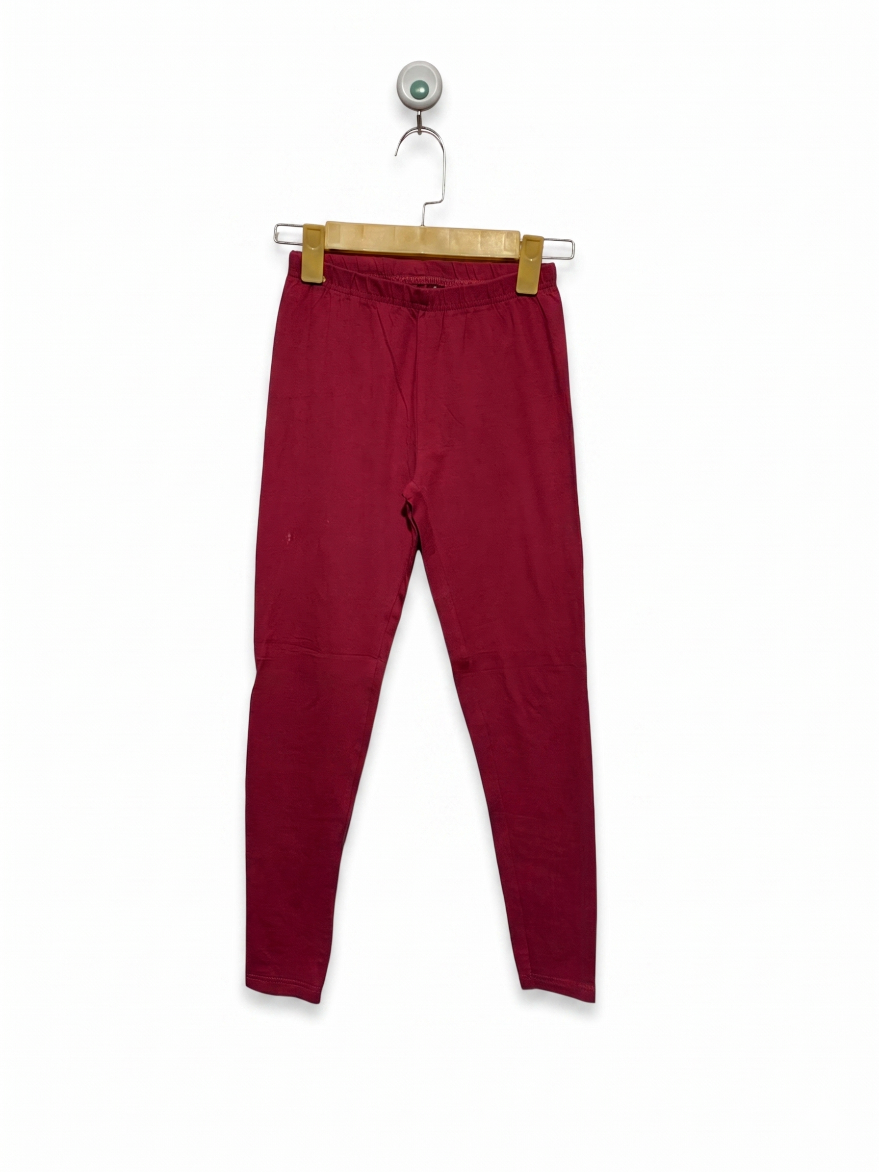 Y.F.K. Girls Solid Maroon Full-Length Leggings - Size 146/152 Estimated Age 10-12 Years AB1