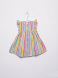 Next Girls Multi-Color Pastel Striped Seersucker Ruffle Dress - Size 12-18M Estimated Age 1-1.5 Years AB2