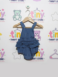 Matalan Baby Girls Blue Denim Ruffle Romper Playsuit - Size Estimated Age 3-6 Months AB2