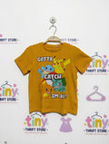 Pokémon Boys Mustard Yellow "Gotta Catch 'Em All" Graphic Short Sleeve Tee - Size Estimated Age 7 Years AB2