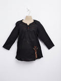 Girls Black Giraffe Print Long Sleeve Tunics - Size 140 Estimated Age 9-10 Years AB2