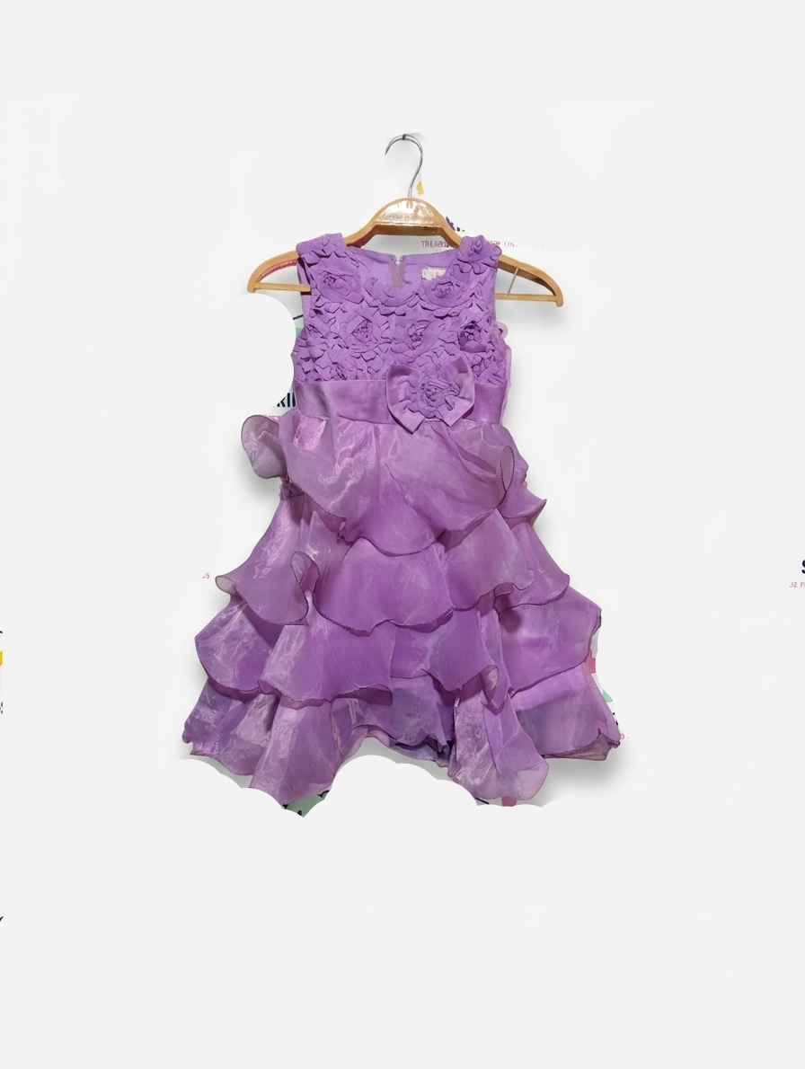 Nana Baby Girls Elegant Lavender Floral Party Dress - Size 110 Estimated Age 4-5 Years AB2