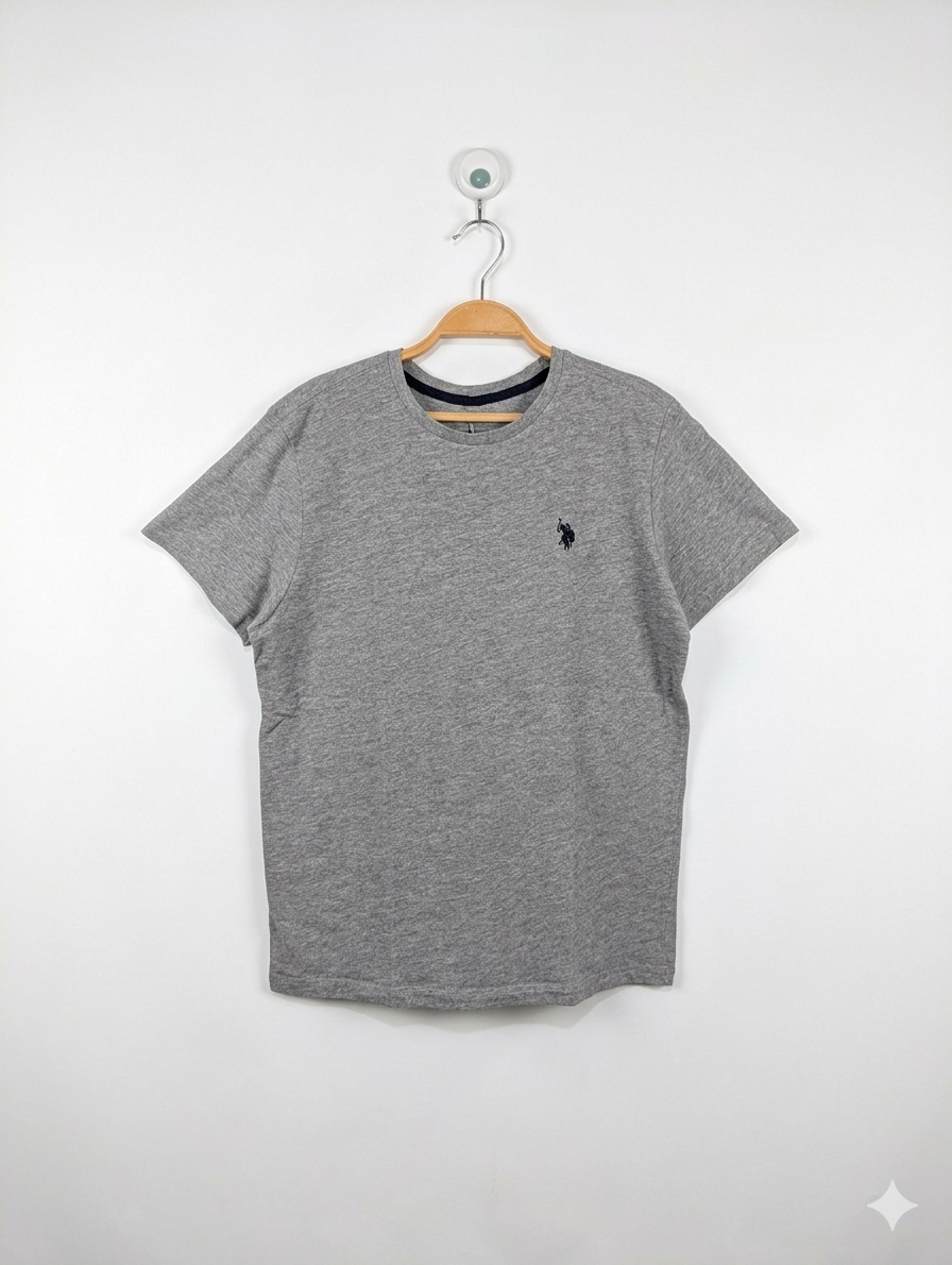 U.S. Polo Assn. Boys Classic Heather Grey Logo Tee - Size XL (14-16) (Estimated Age 14-16) AB1