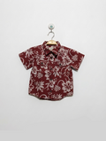 Old Navy Boys Red Tropical Floral Print Short Sleeve Button-Down Shirt - Size Estimated Age 18-24 Months AB2