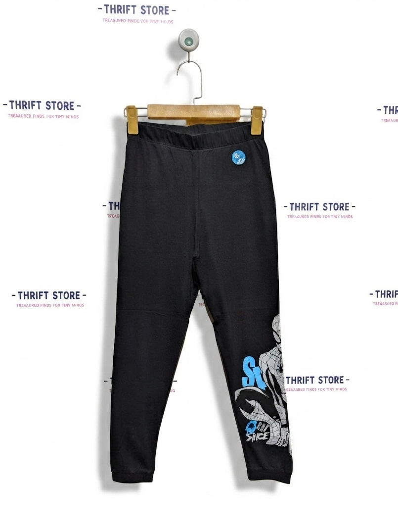 Marvel at George Boys Black Spider-Man Graphic Leggings - Size 8-9 Estimated Age 8-9 Years AB2