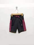 Adidas Girls Charcoal Grey & Pink Athletic Shorts - Size XS (7-8 Years) AB2