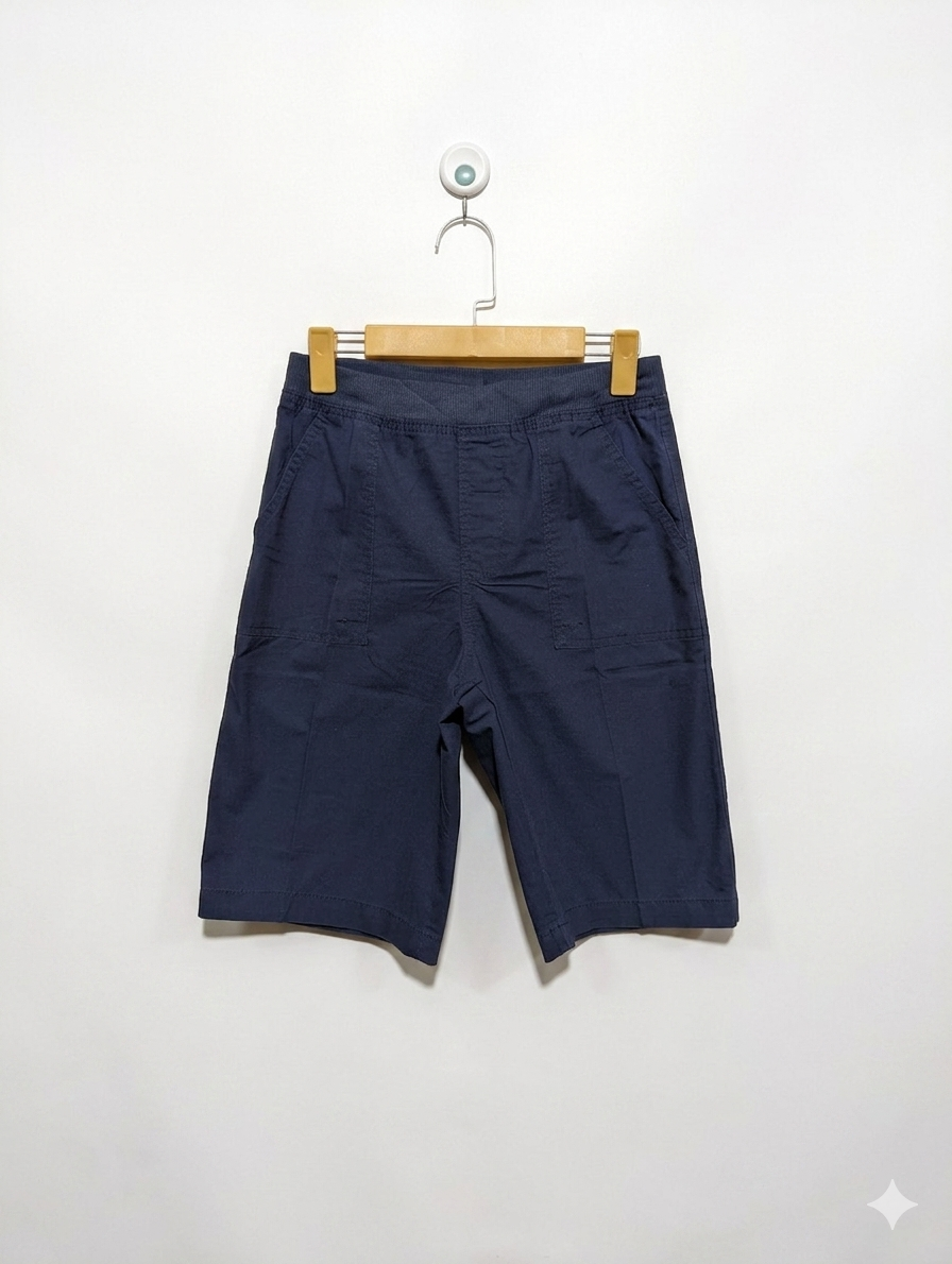 Faded Glory Boys Navy Blue Elastic Waist Comfort Twill Shorts - Size XL/XG (14-16) Estimated Age 14-16 Years AB1