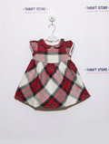 Carter's Girls Red and Green Plaid Holiday Dress - Size Estimated Age 12 Months AB2