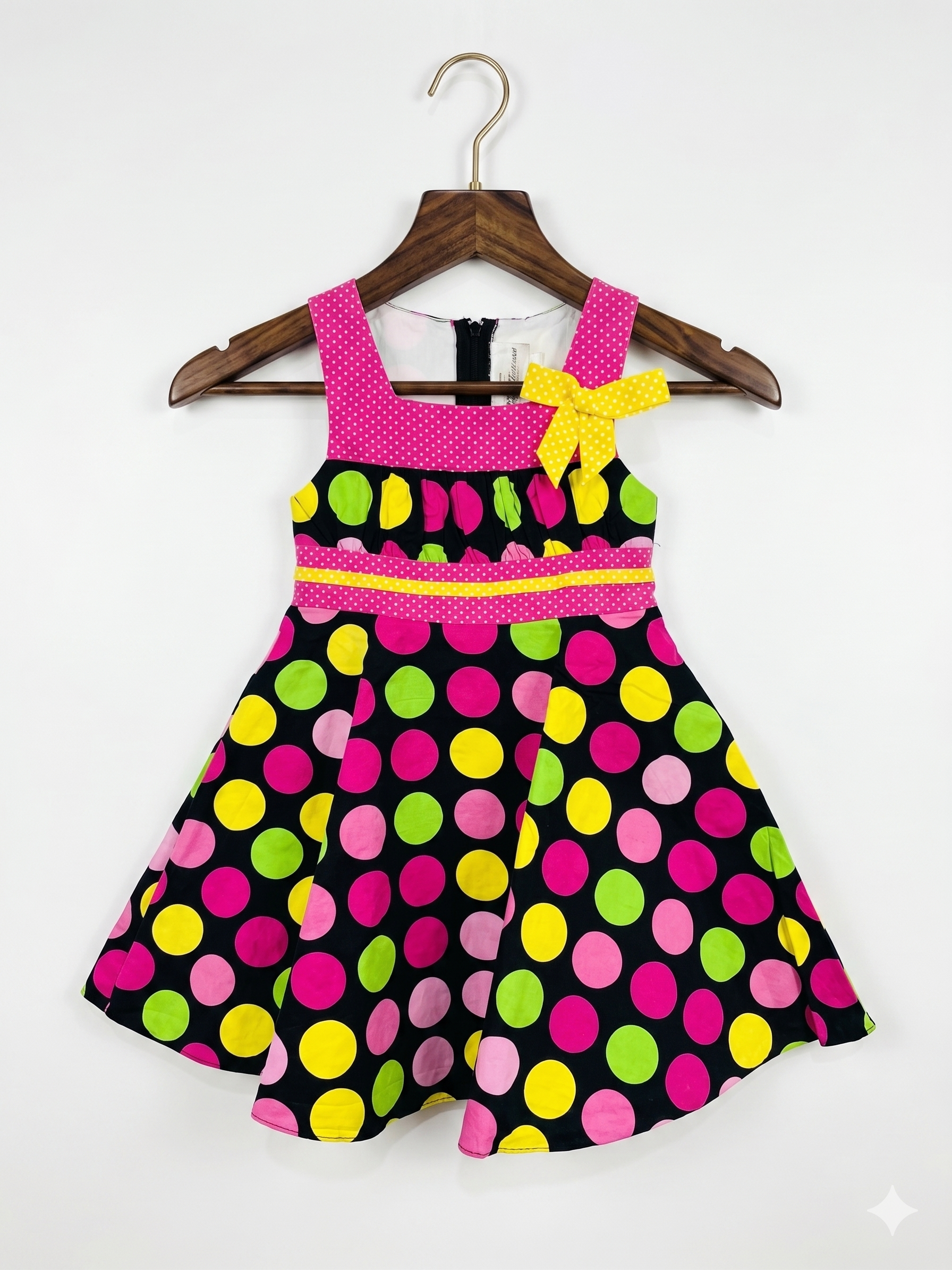 Rare Editions Toddler Girls Neon Polka Dot Party Dress - Size 4T AB1