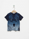 Palomino Boys Navy Blue & Blue Wolf Graphic Short Sleeve Tee - Size Estimated Age 3 Years AB2