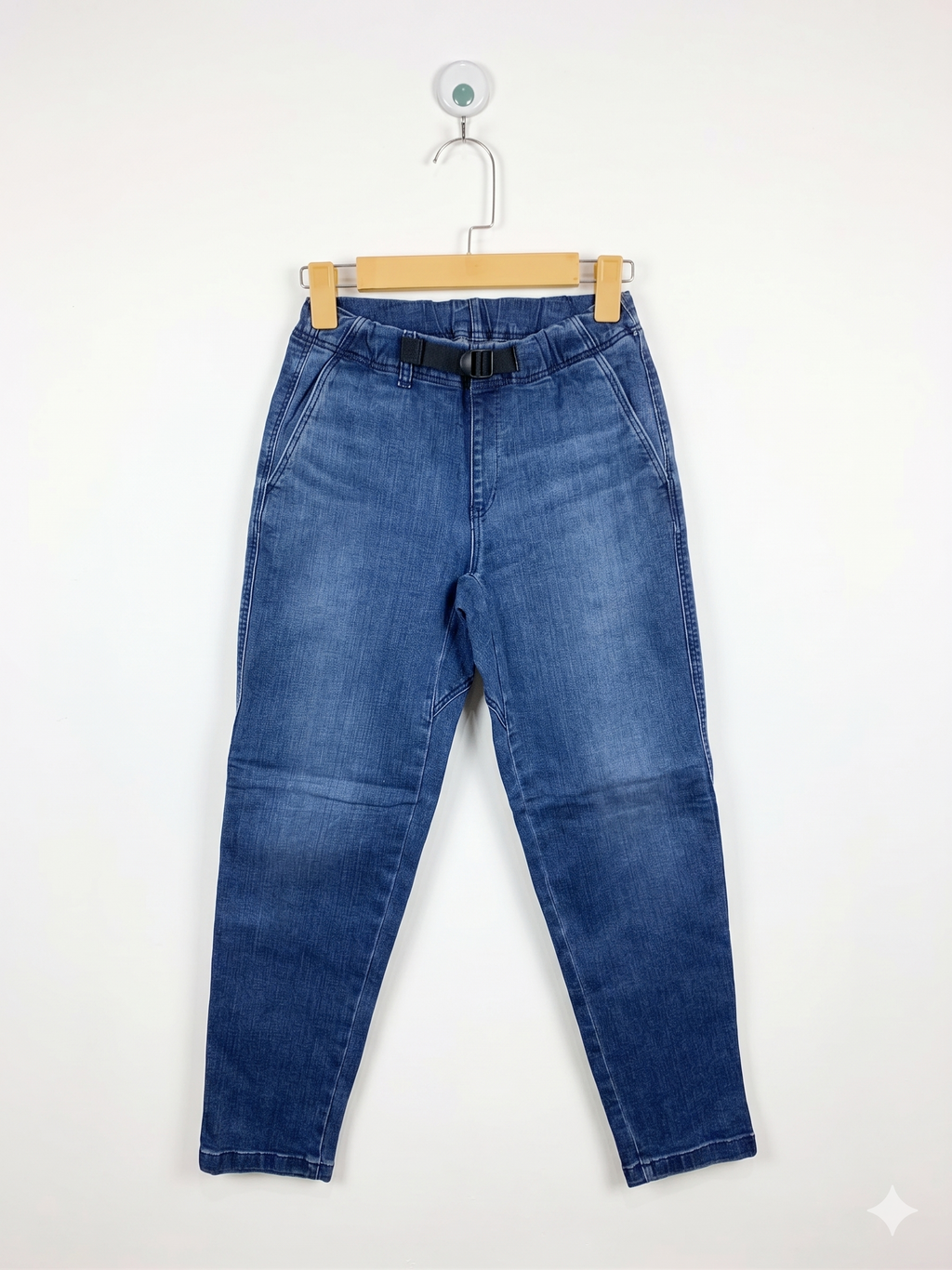UNIQLO Kids Easy-Fit Utility Denim Pants with Built-In Buckle Belt - Size 150 (Estimated Age 11-12Y) AB1