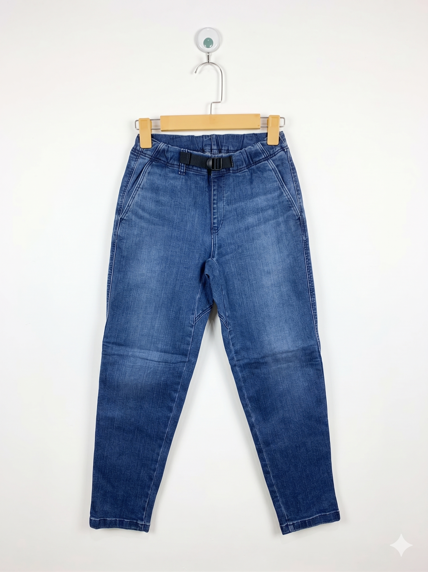 UNIQLO Kids Easy-Fit Utility Denim Pants with Built-In Buckle Belt - Size 150 (Estimated Age 11-12Y) AB1