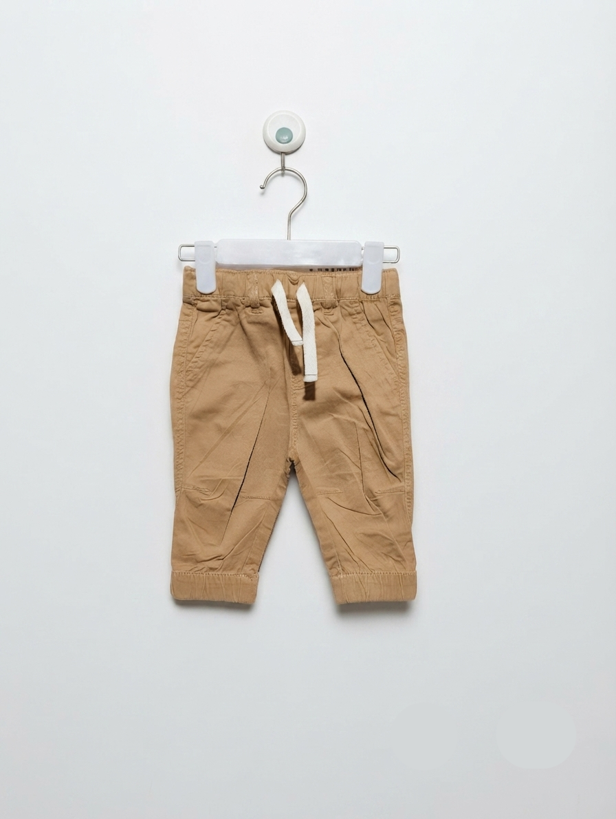 H&M Baby Boys Khaki Casual Jogger Trousers - Size Estimated Age 4 to 6 Months AB2