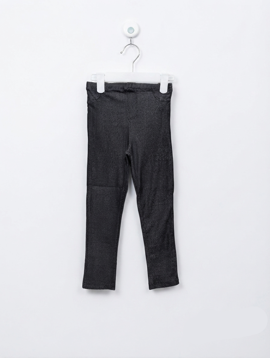 Garanimals Girls Dark Grey Faux Denim Stretch Leggings - Size 4 Estimated Age 4 Years AB2