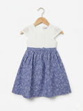 Topolino Girls' White Eyelet & Blue Floral Party Dress - Size 5-6 Years AB1