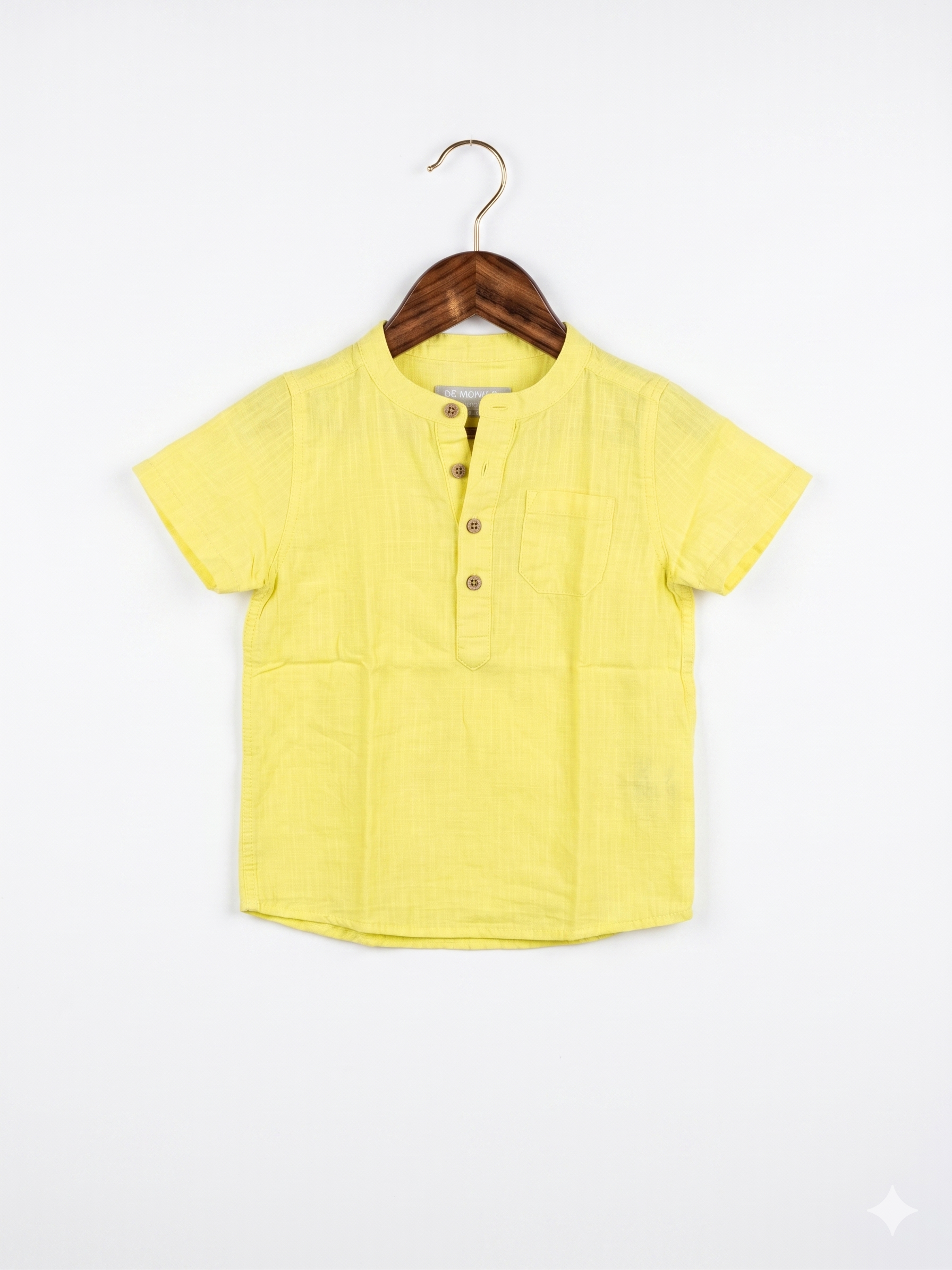 LC Waikiki Baby Boy Basics Neon Lime Mandarin Collar Shirt - Size 3-4 Years AB1