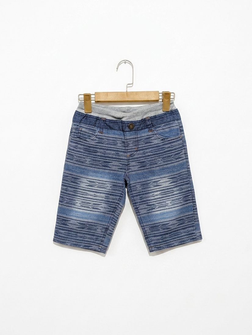 Navy Boys Patterned Blue Denim Shorts - Size Estimated Age 9-10 Years AB2