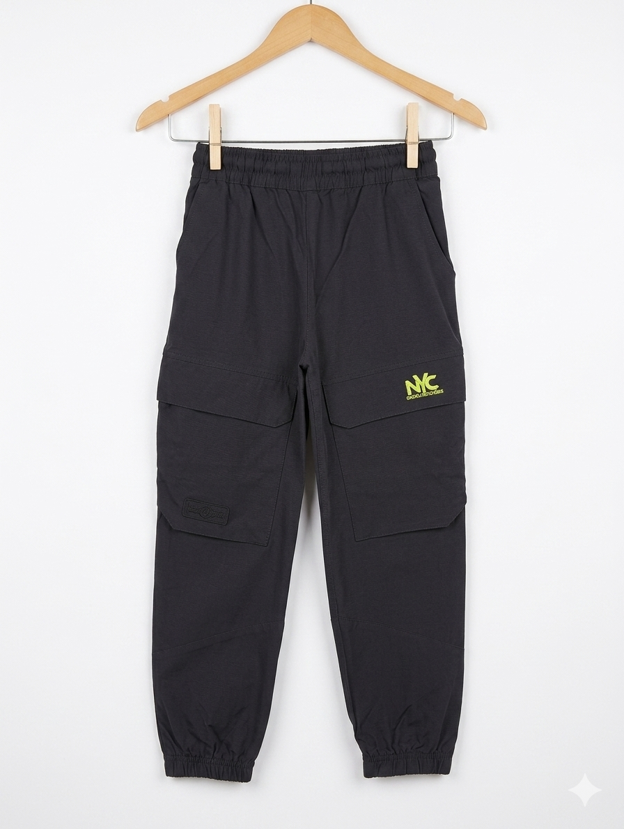 Chapter Young Boys Charcoal Grey "NYC" Cargo Jogger Pants - Size 140 Estimated Age 9-10 Years AB1