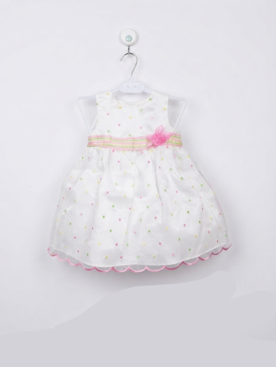 George Girls White Multi-Dot Organza Party Dress - Size 24M Estimated Age 2 Years AB2