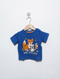 Lupilu Boys Royal Blue "The Best Friends" Fox and Raccoon Tee - Size Estimated Age 2 to 6 Months AB2