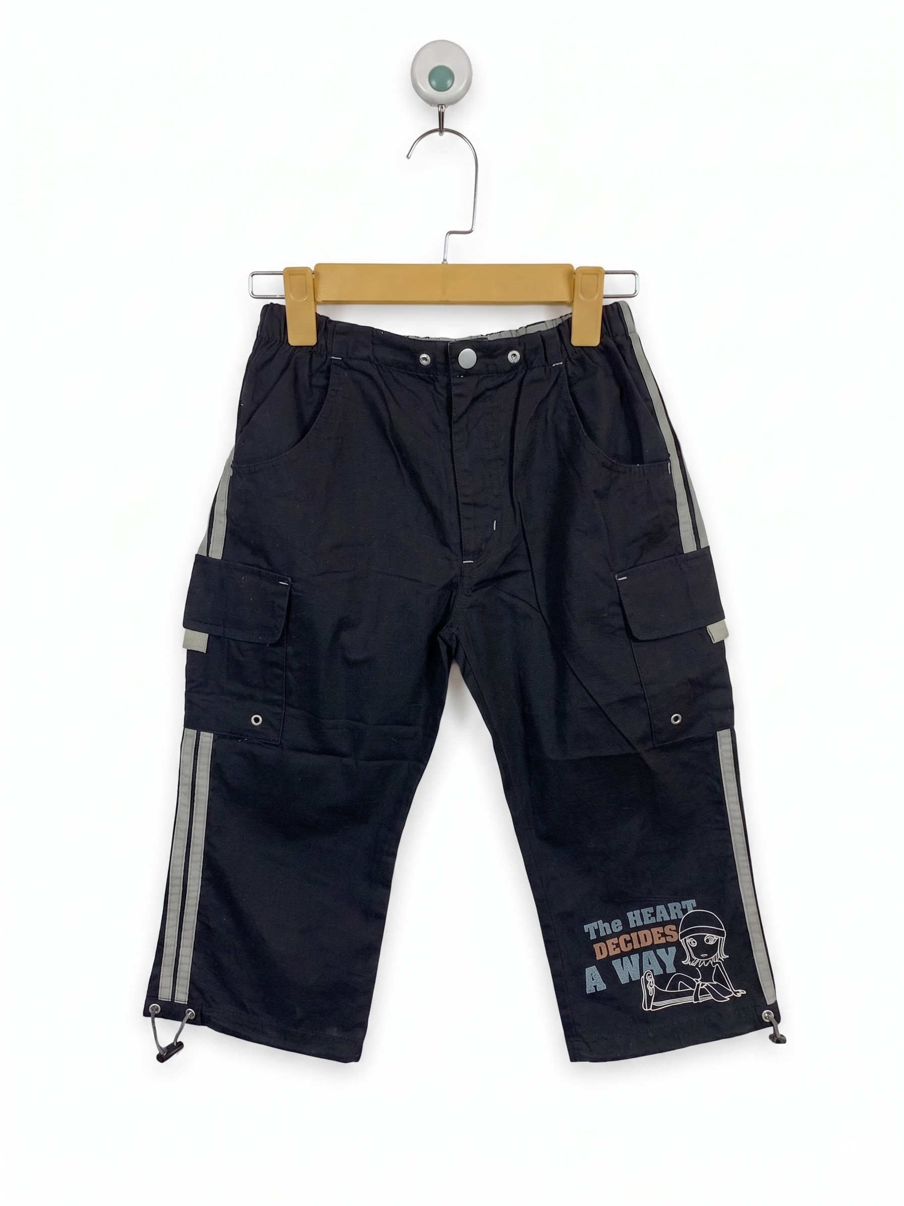 Dack Dive Boys Black Sporty Cargo Capri Pants with Graphic Prints - Size Estimated Age 10 Years AB1
