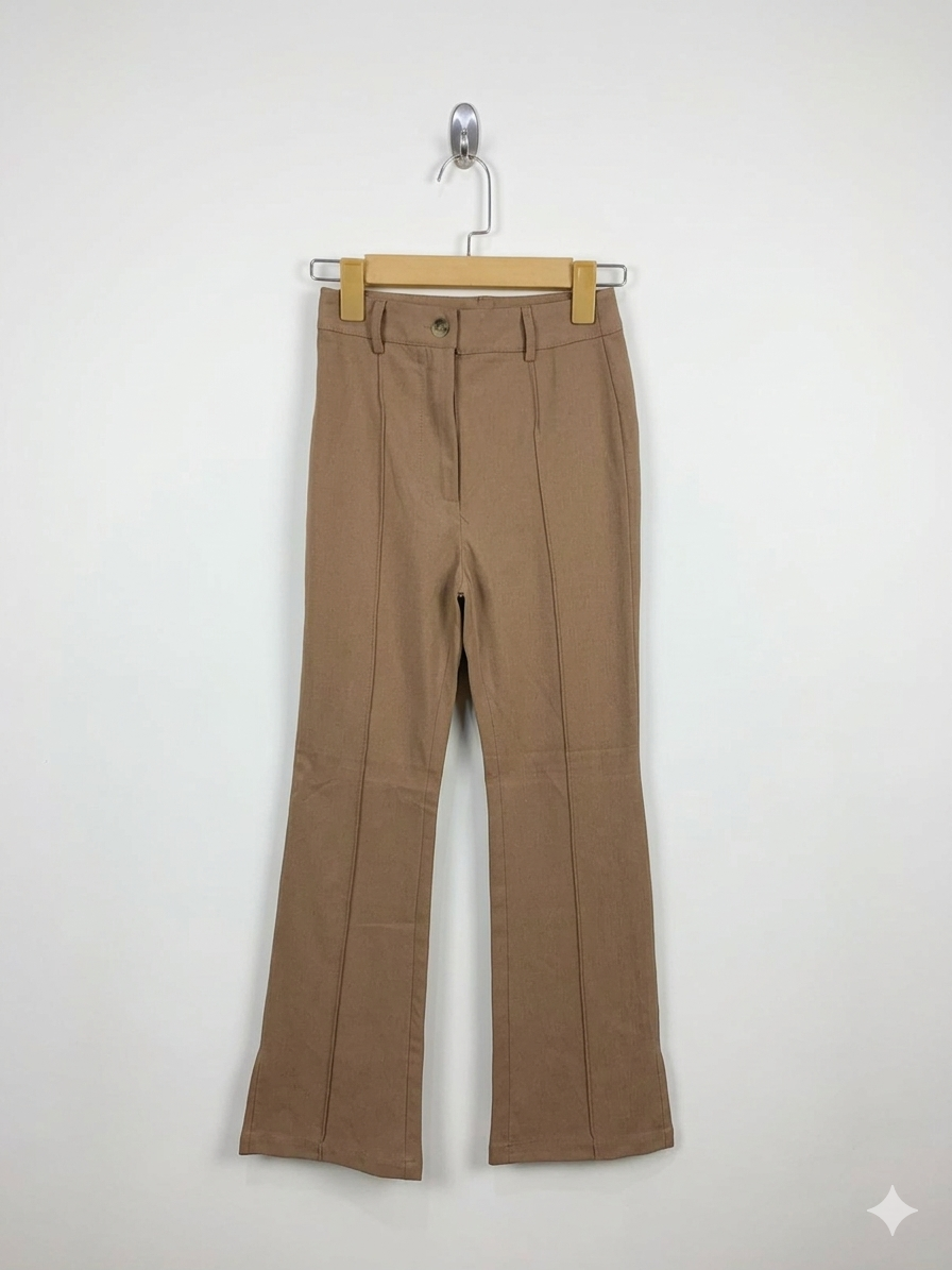 SHEIN Teen Girls Khaki High-Waisted Flare Dress Pants - Size 10-11Y (Estimated Age 10-11 Years) AB1