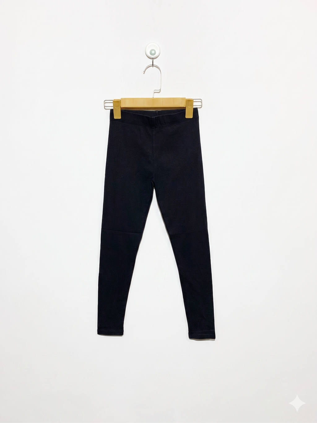 Page One Young Girls Essential Solid Black Soft-Stretch Leggings - Size Estimated Age 8-10 Years AB1