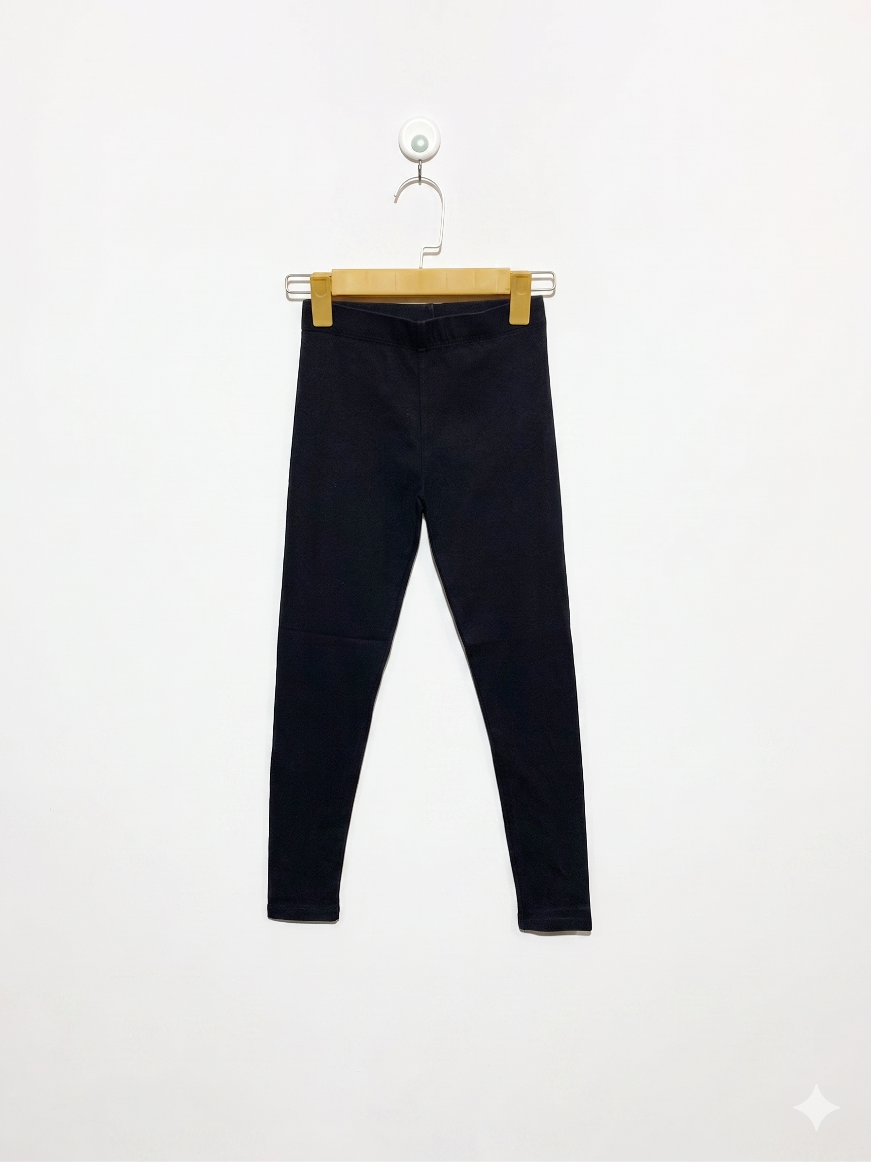 Page One Young Girls Essential Solid Black Soft-Stretch Leggings - Size Estimated Age 8-10 Years AB1